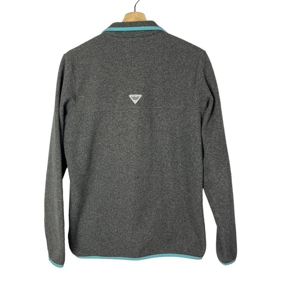 Columbia PFG Gray & Blue Half Snap Button Fleece Sweatshirt M - Picture 2 of 4